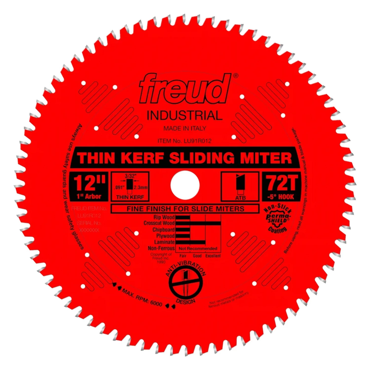 Freud Heavy Duty 12in 72 Teeth Thin Kerf Sliding Compound Mitre Saw Blade 1 Freud Heavy Duty 12in 72 Teeth Thin Kerf Sliding Compound Mitre Saw Blade